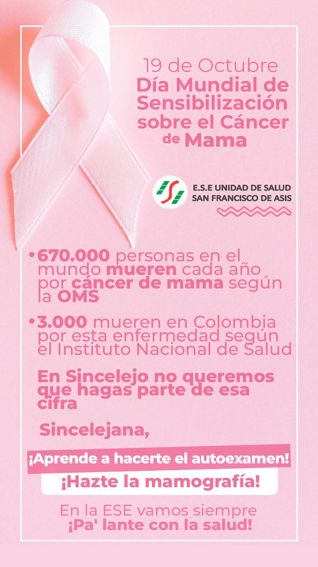 ESE PRIORIZA SALUD DE LA MUJER CON MOTIVO DEL MES ROSA